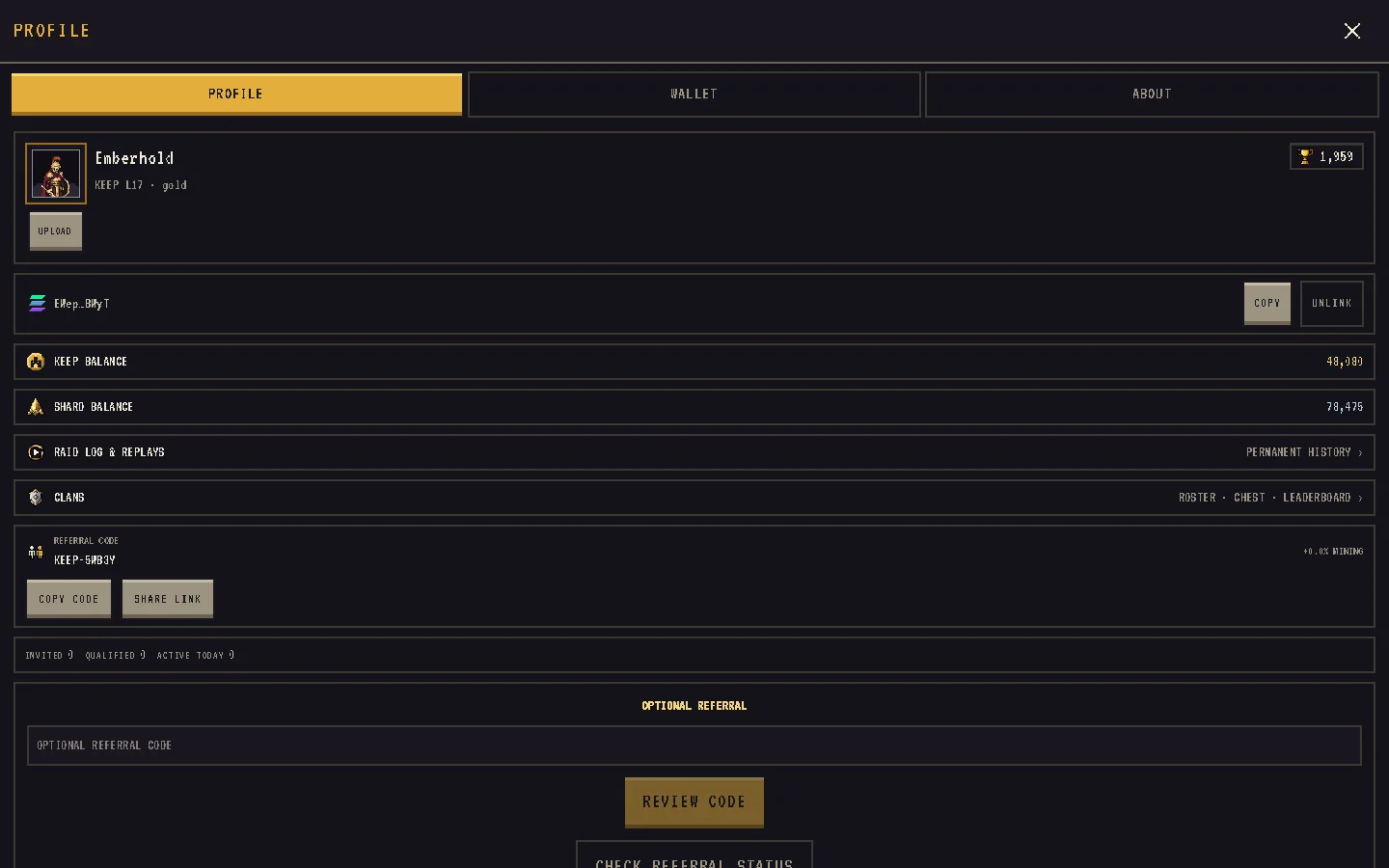 PROFILE → SETTINGS with name, avatar and sign-out controls