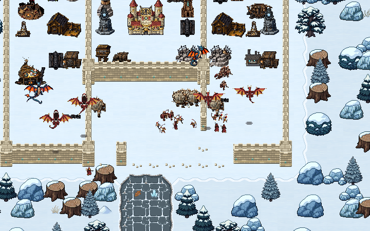 The raid on a Frostveil kingdom: the army breaking through the south wall.